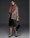 Taupe double-faced parka with fur collar
