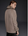 Taupe double-faced parka with fur collar