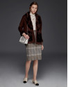 Brown double-faced parka with fur collar