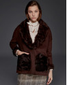 Brown double-faced parka with fur collar