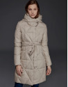 Long navy beige quilted ski jacket