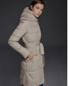 Long navy beige quilted ski jacket
