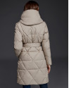 Long navy beige quilted ski jacket