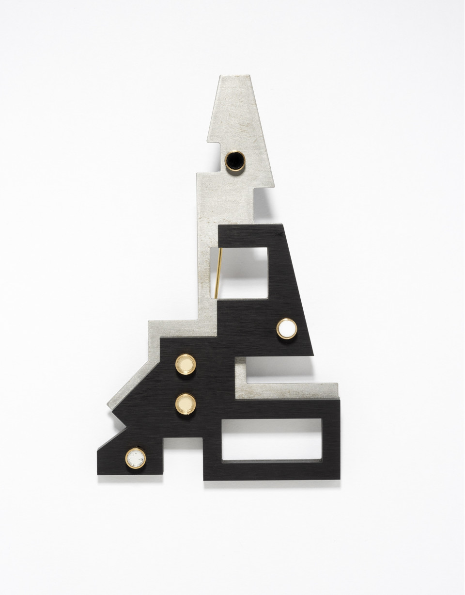 Silver- finished Eiffel brooch