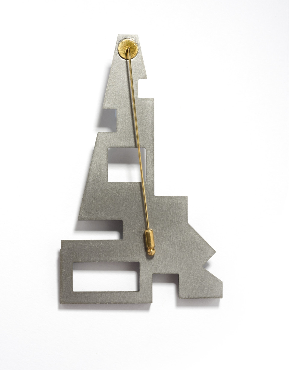 Silver- finished Eiffel brooch