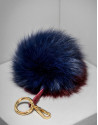 Maroon and blue pompom charm