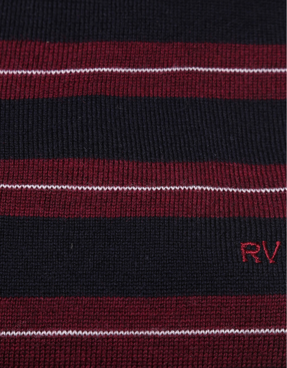 Marroon and white striped knit sweater