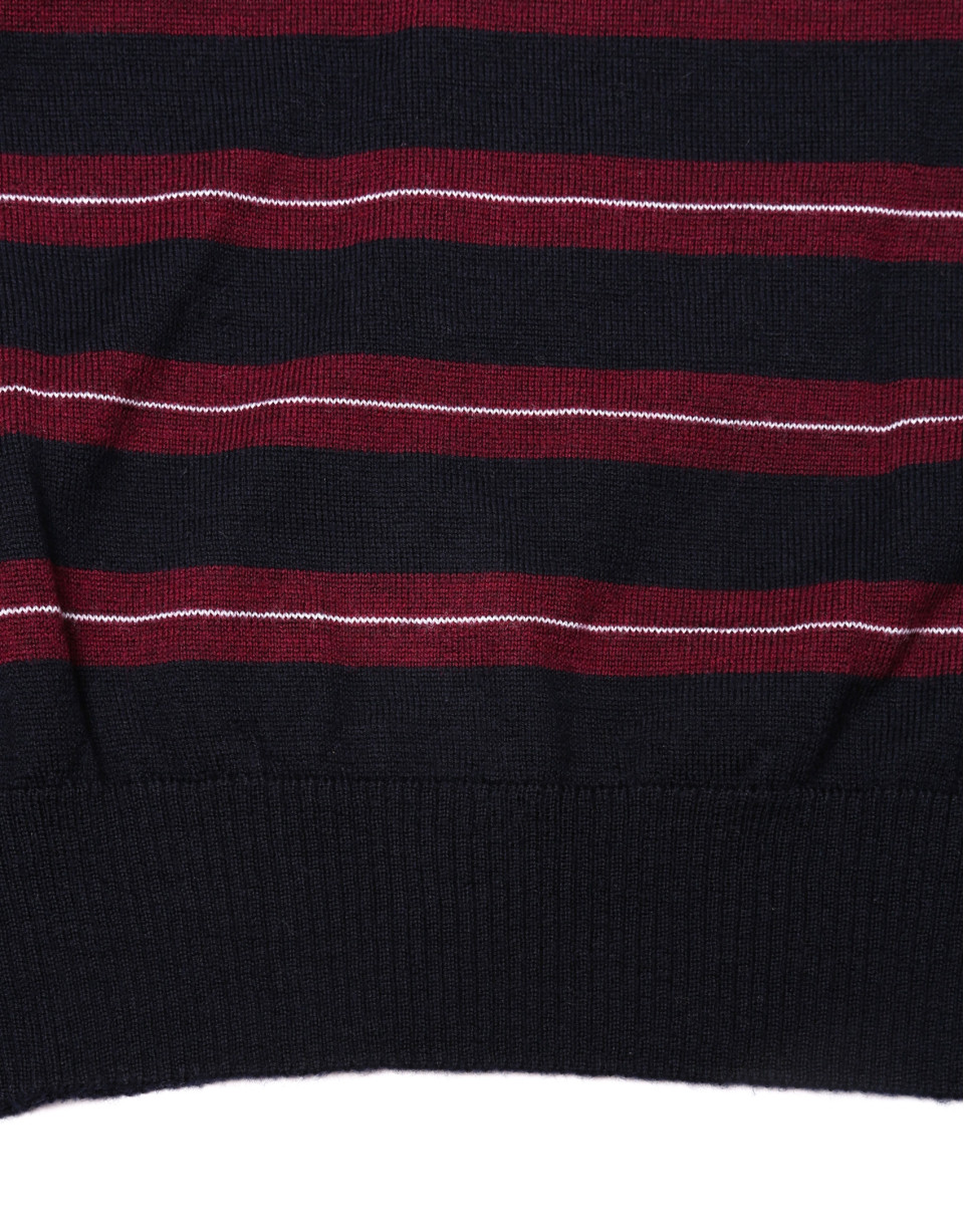 Marroon and white striped knit sweater