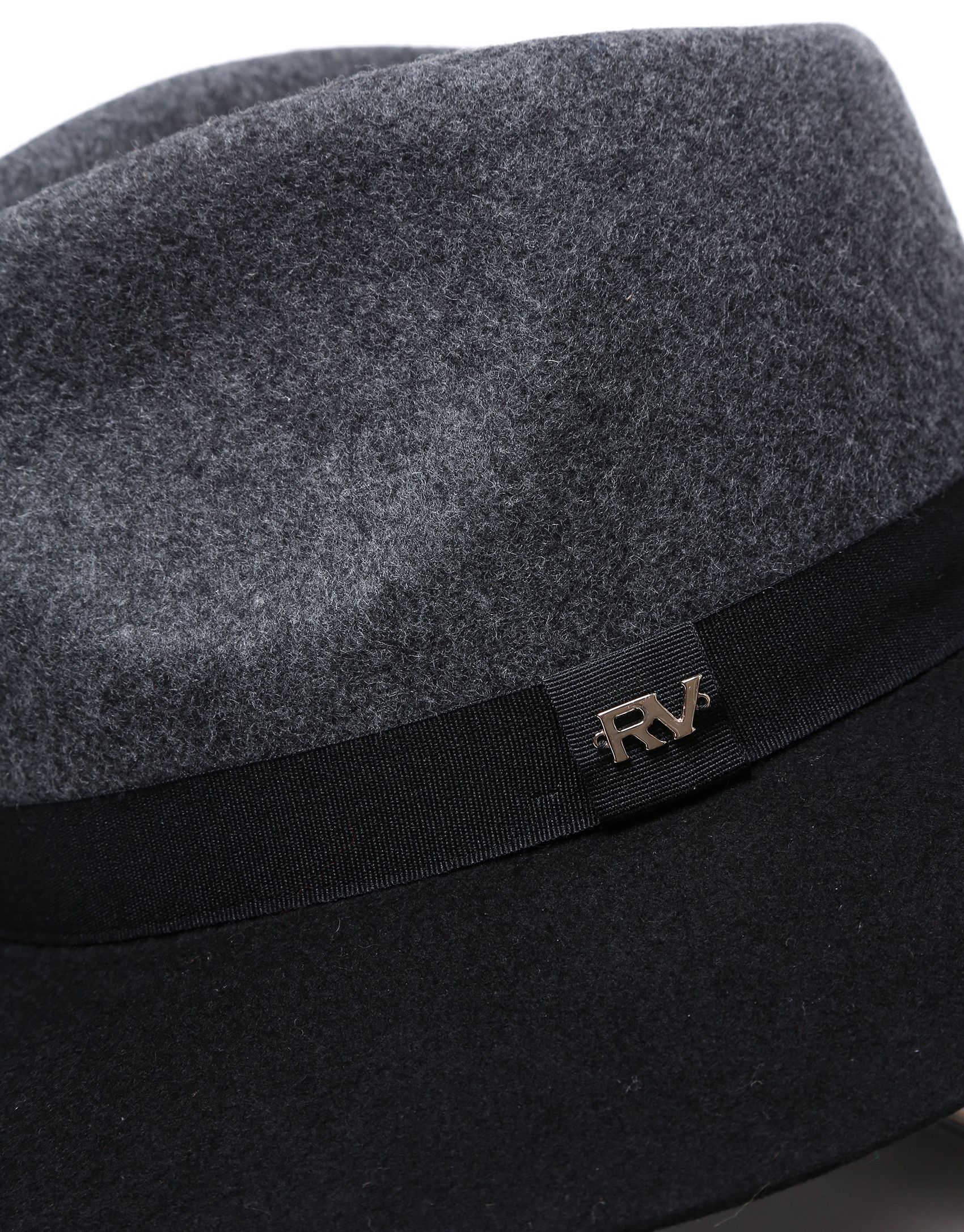 Grey and black wool fedora hat