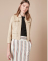 Cazadora piel beige