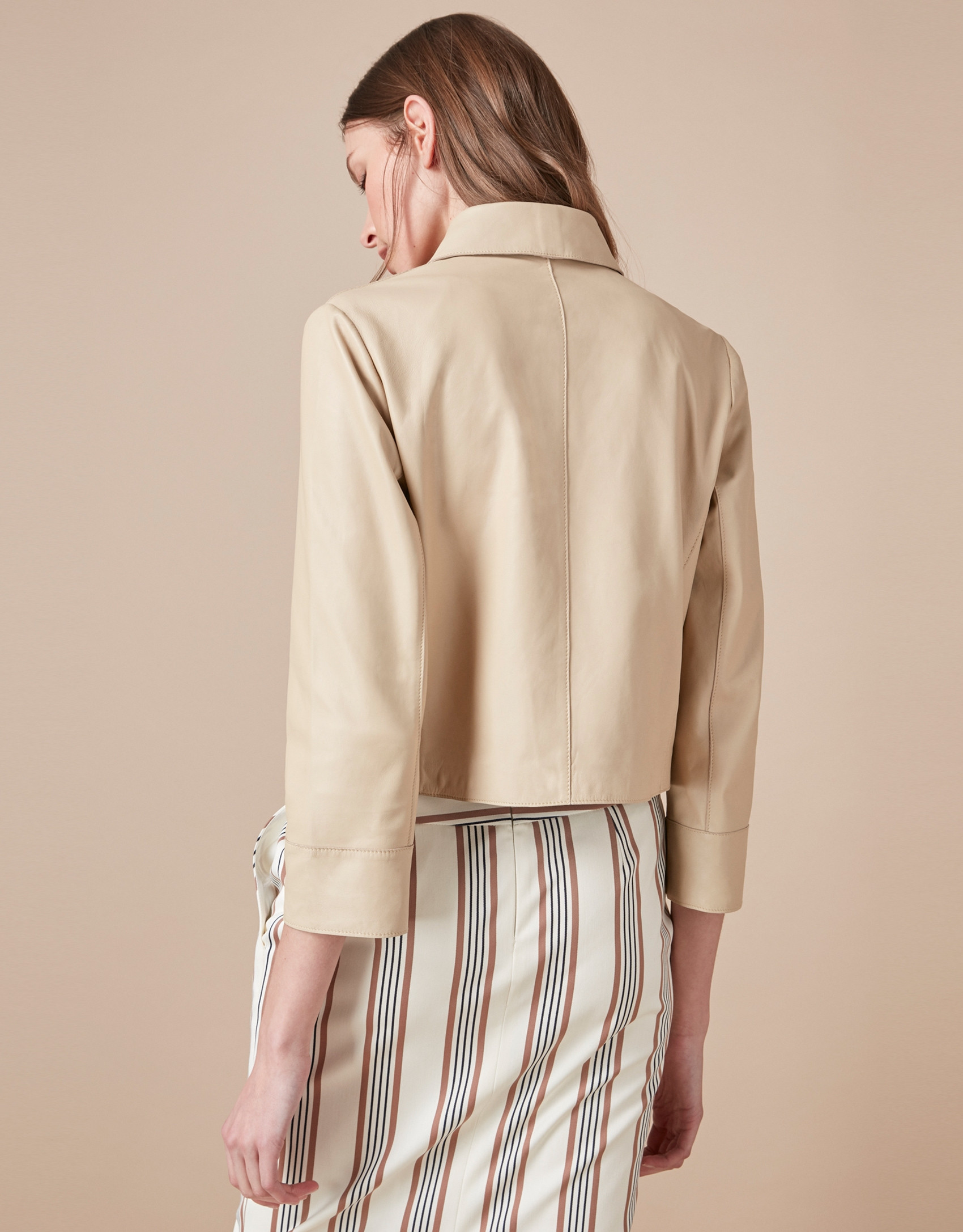 Cazadora piel beige