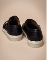 Blue leather embossed Monk sports shoes