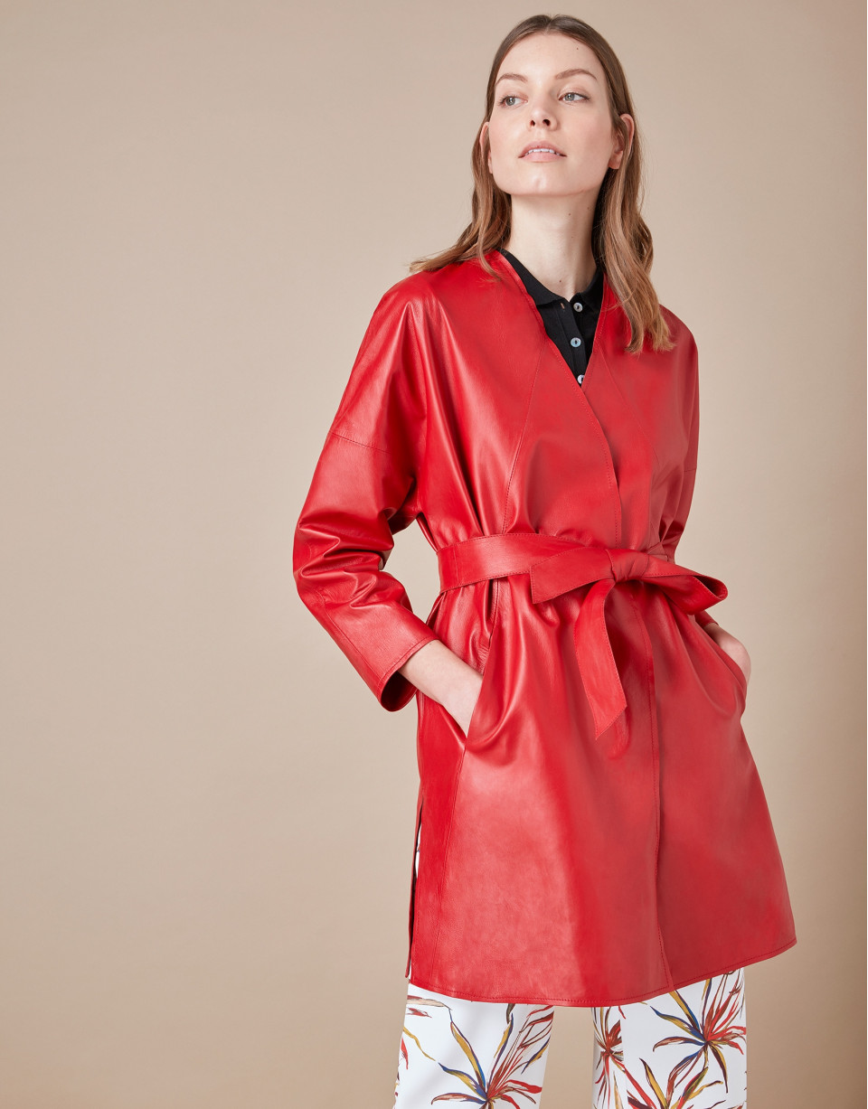 Abrigo napa rojo cruzado