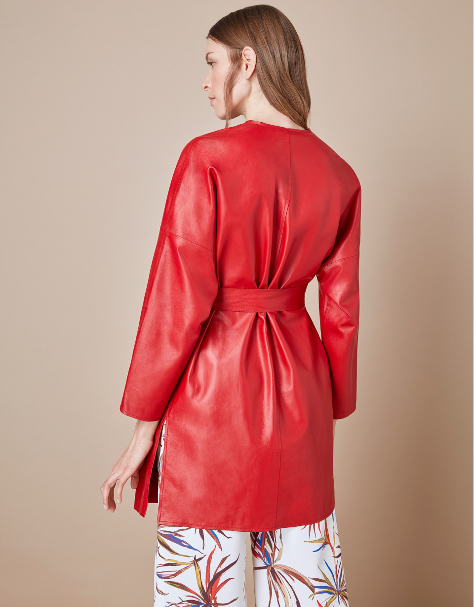Abrigo napa rojo cruzado