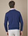 Navy blue sweater with V-neck