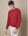 Burgundy structured sweater with round neck