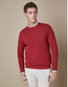 Burgundy structured sweater with round neck