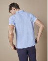 Polo piqué de algodón azul melange