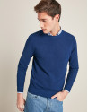 Blue structured sweater with round neck