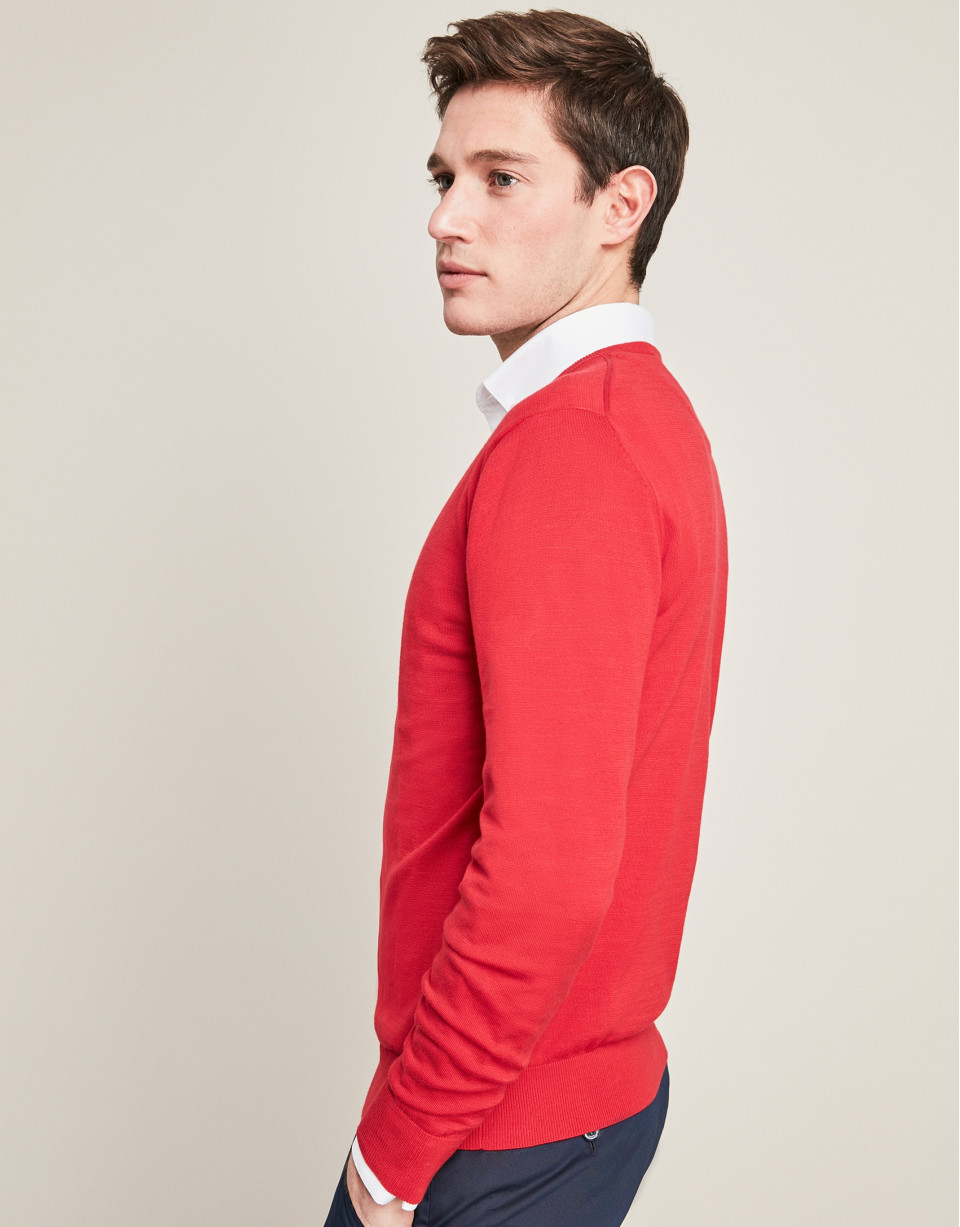 Jersey cuello pico rojo