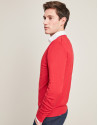 Red V-neck sweater