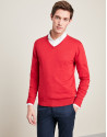 Red V-neck sweater