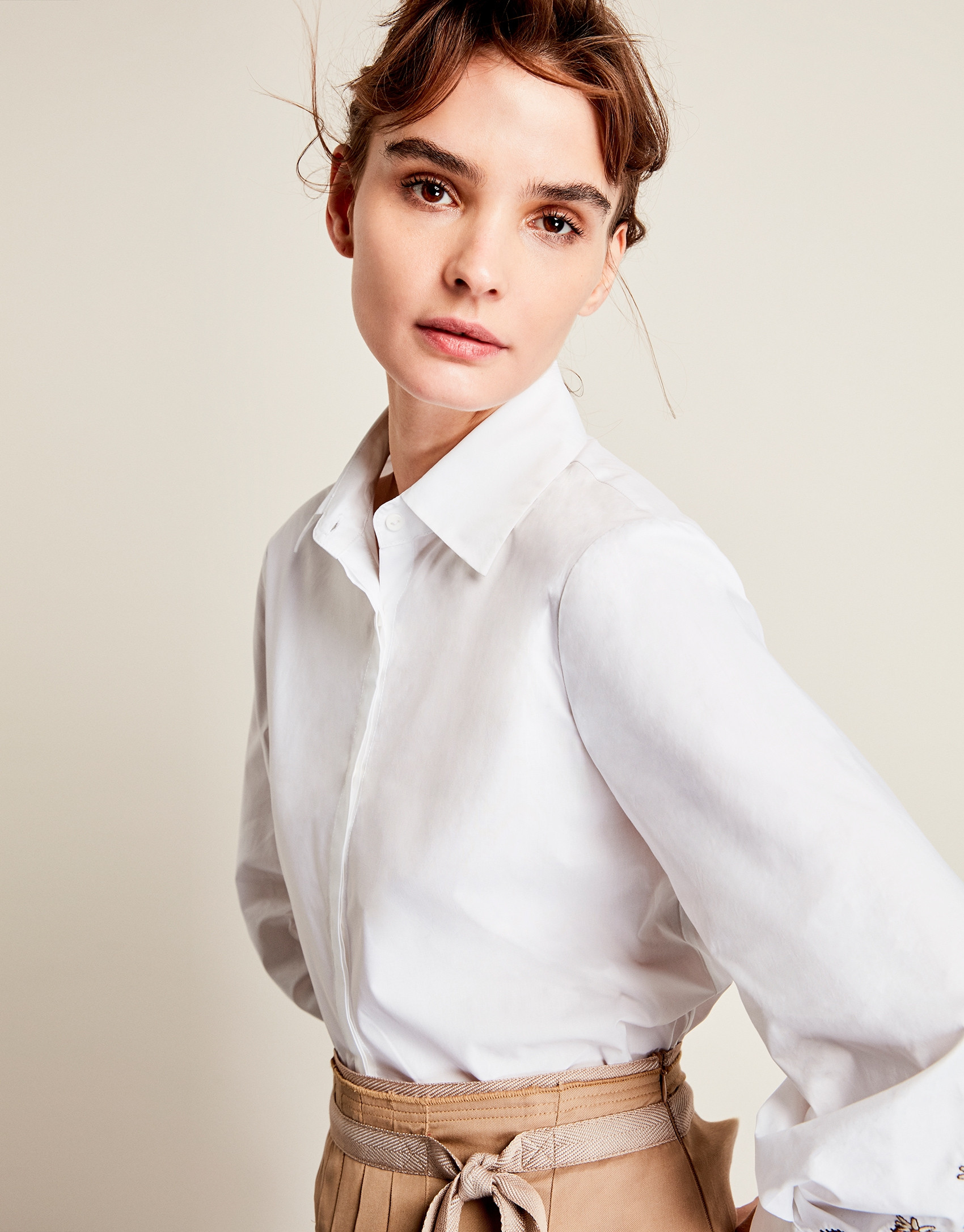 White shirt with patch sleeves