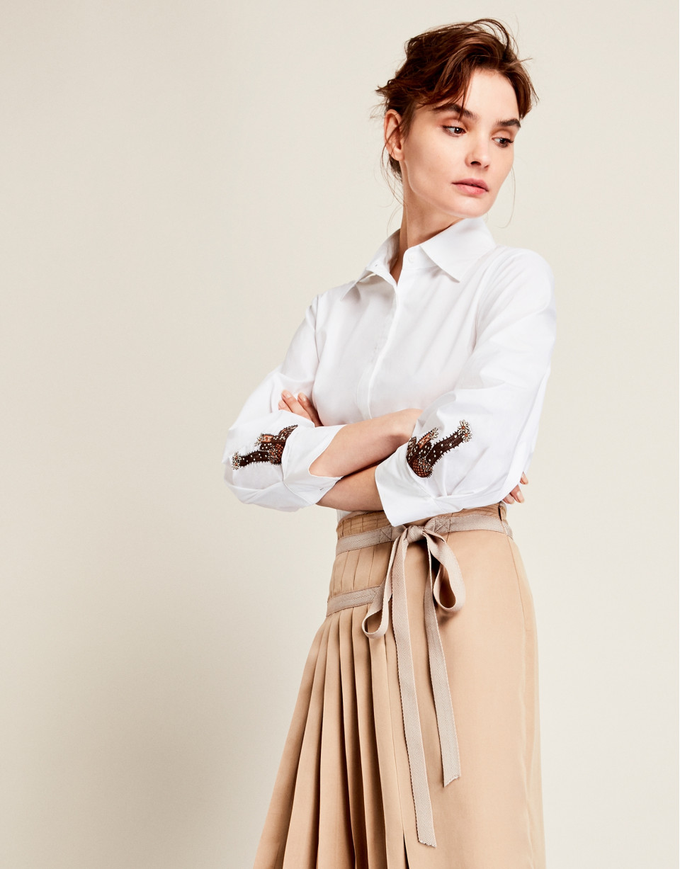 White shirt with patch sleeves
