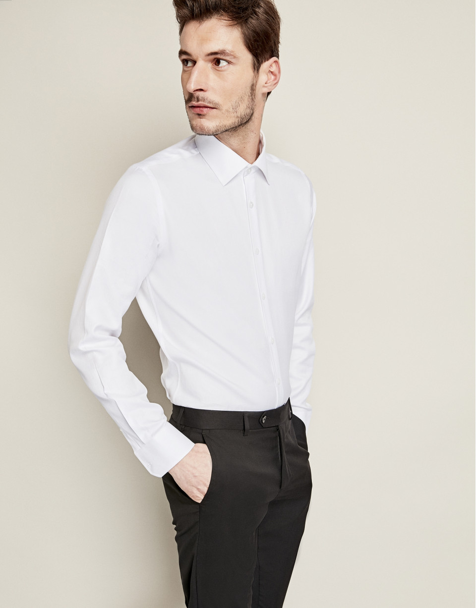 Plain white cotton dress shirt