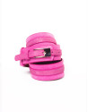 Pink metallic leather belt 
