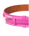 Pink metallic leather belt 