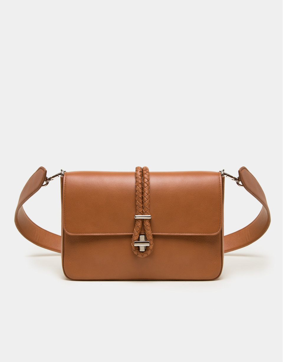 Bolso cartera Joyce color cuero cierre cordón