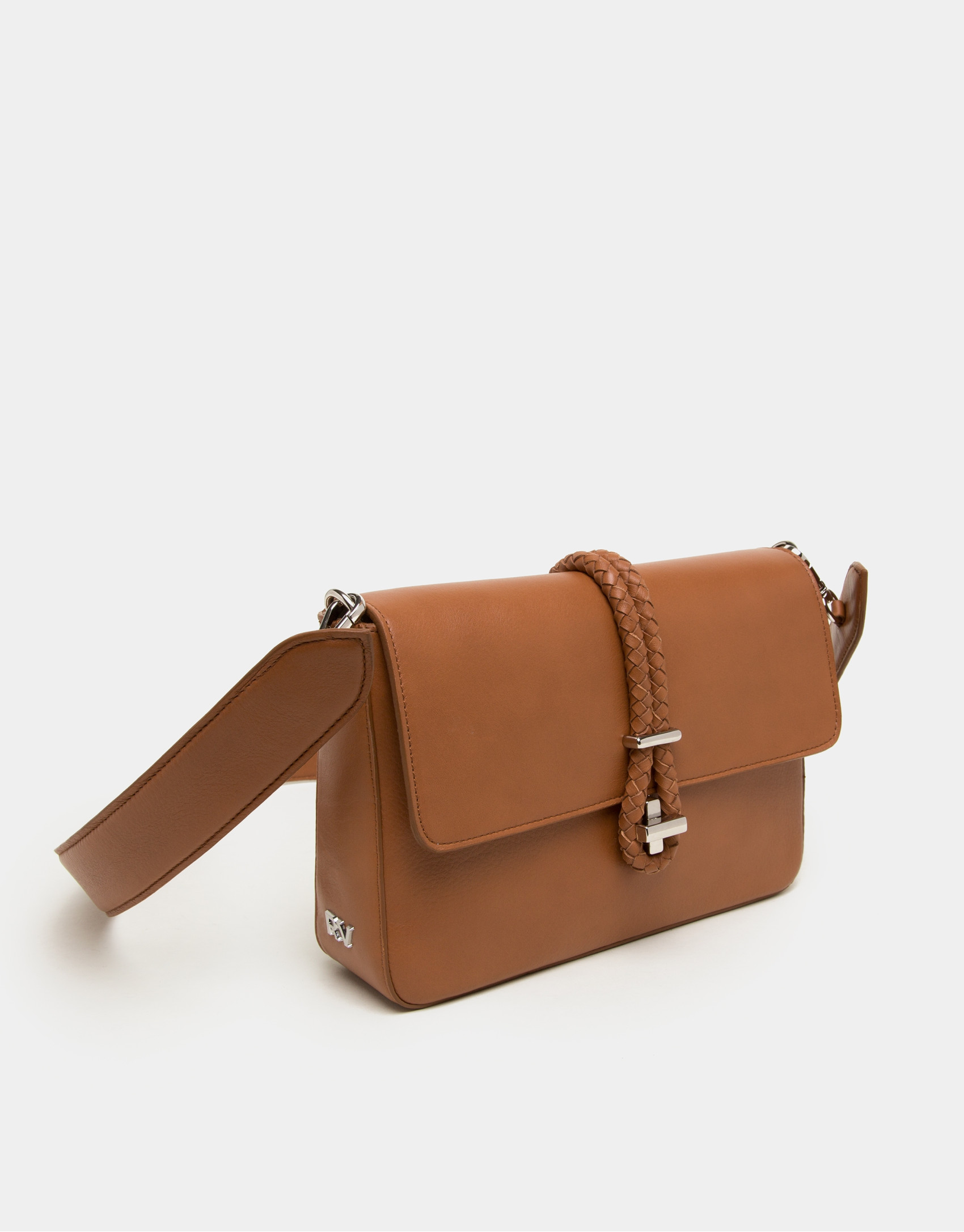Bolso cartera Joyce color cuero cierre cordón