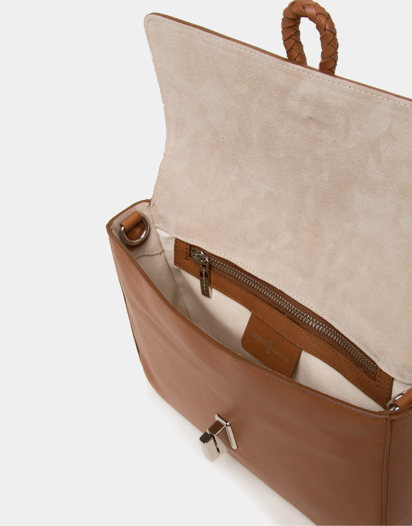 Bolso cartera Joyce color cuero cierre cordón