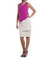 Straight skirt with overlapping piece