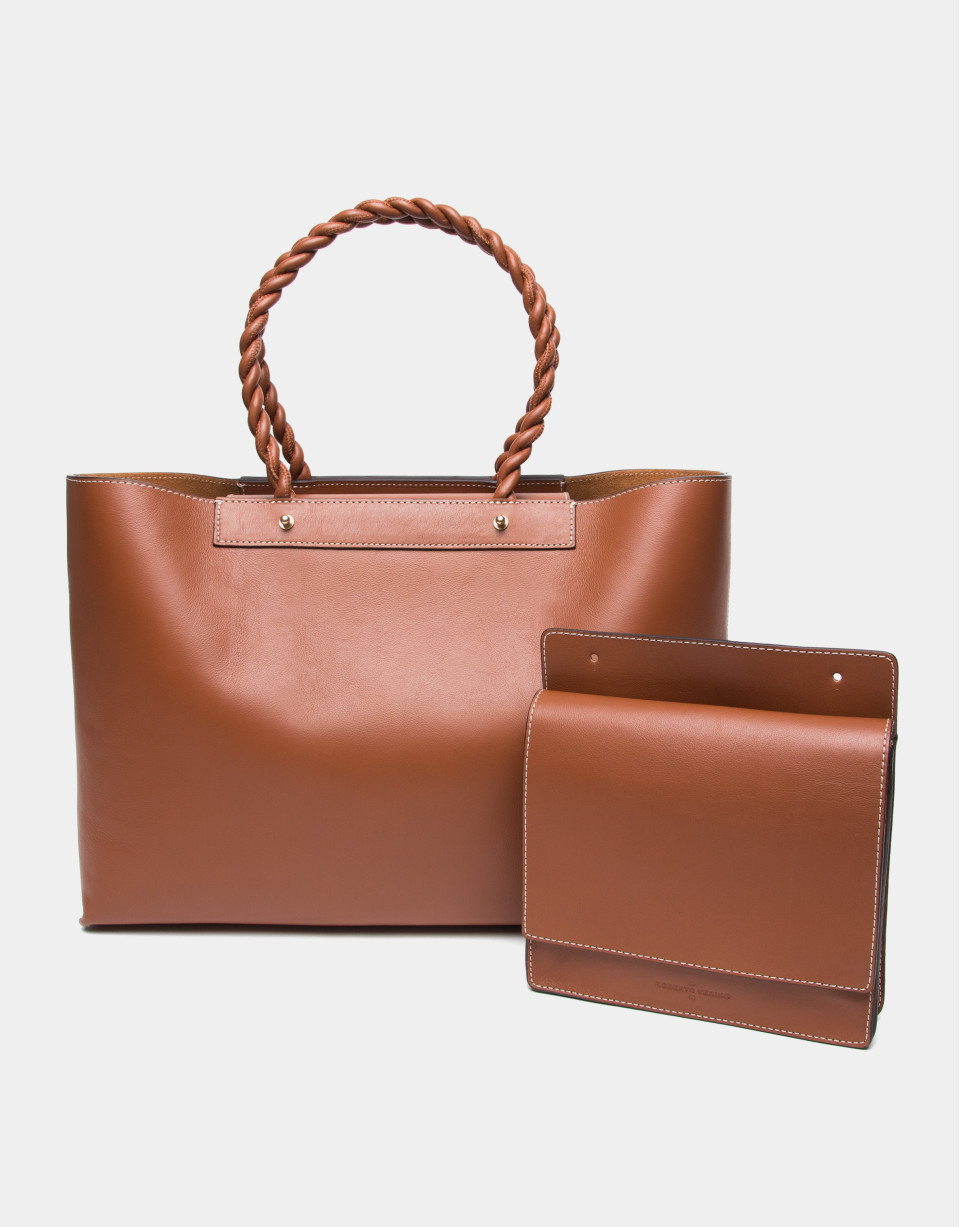 Garden leather tote bag