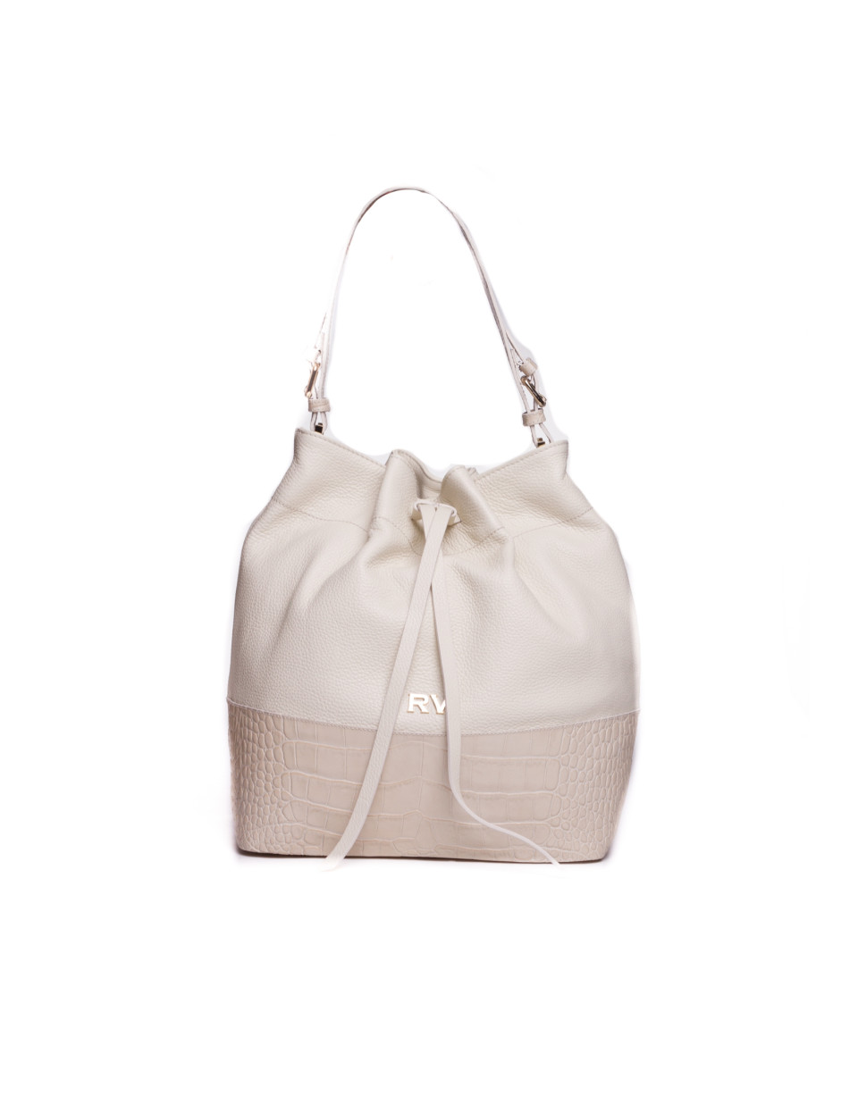 ADAM: Hobo bag with combined raw leathers 