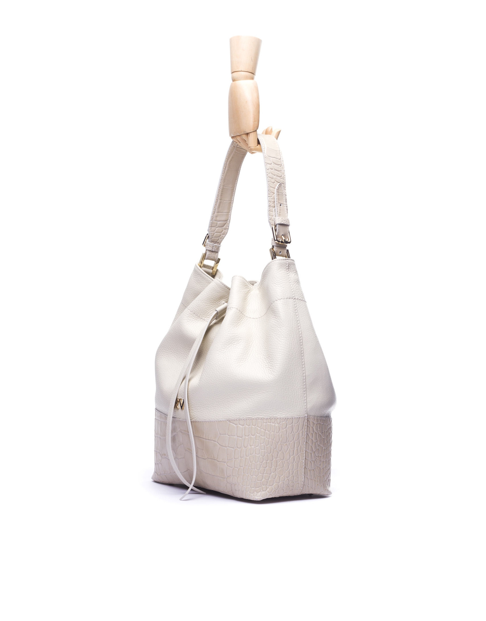 ADAM: Hobo bag with combined raw leathers 