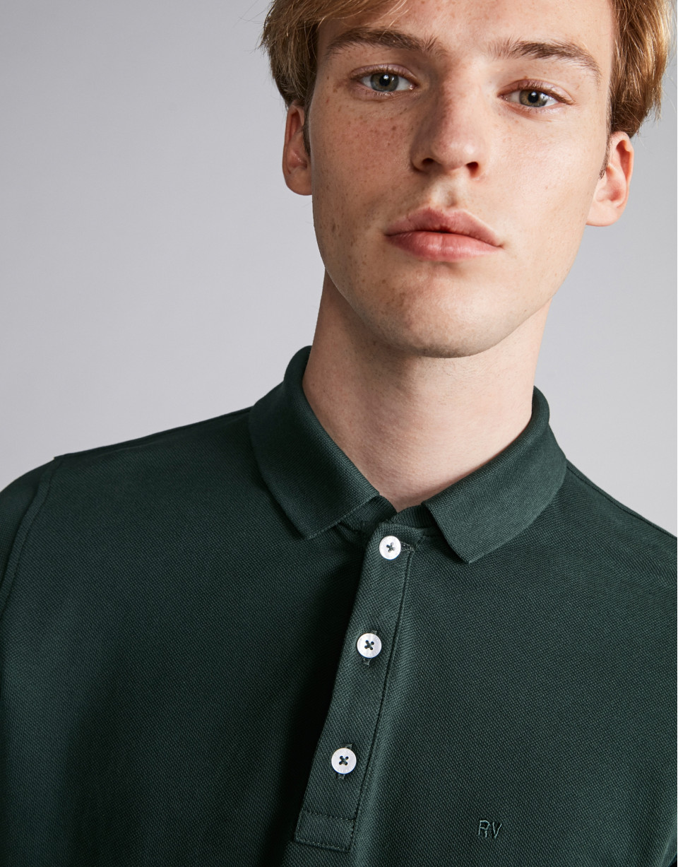 Dark green piqué polo