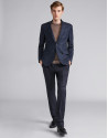 Navy blue checked suit jacket with brown lines