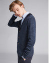 Chaqueta lana con cuello de punto azul marino
