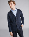 Chaqueta lana con cuello de punto azul marino