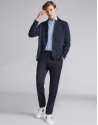 Chaqueta lana con cuello de punto azul marino