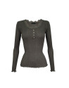 Brown T-shirt with lace neckline