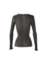 Brown T-shirt with lace neckline