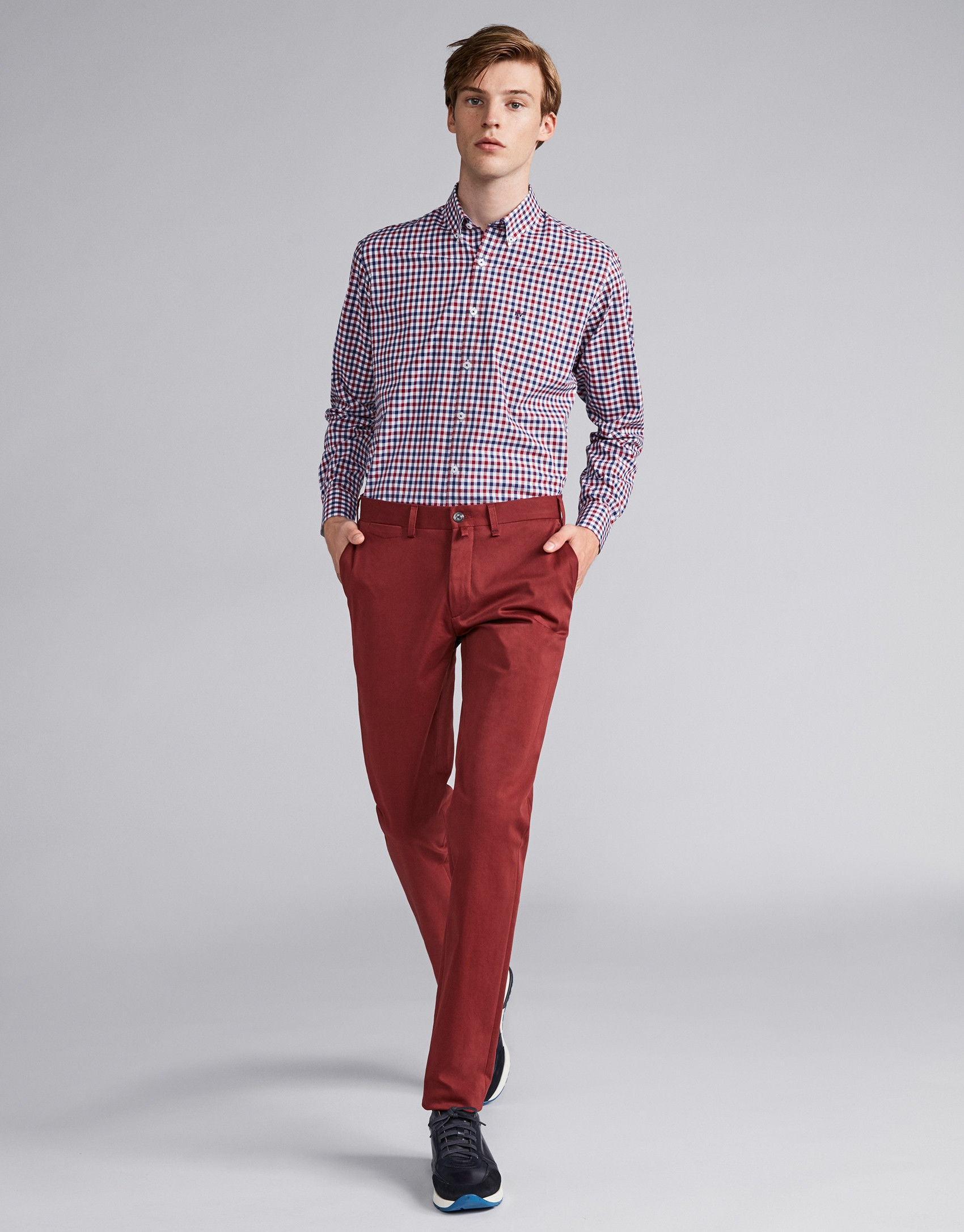 Burgundy cotton chinos