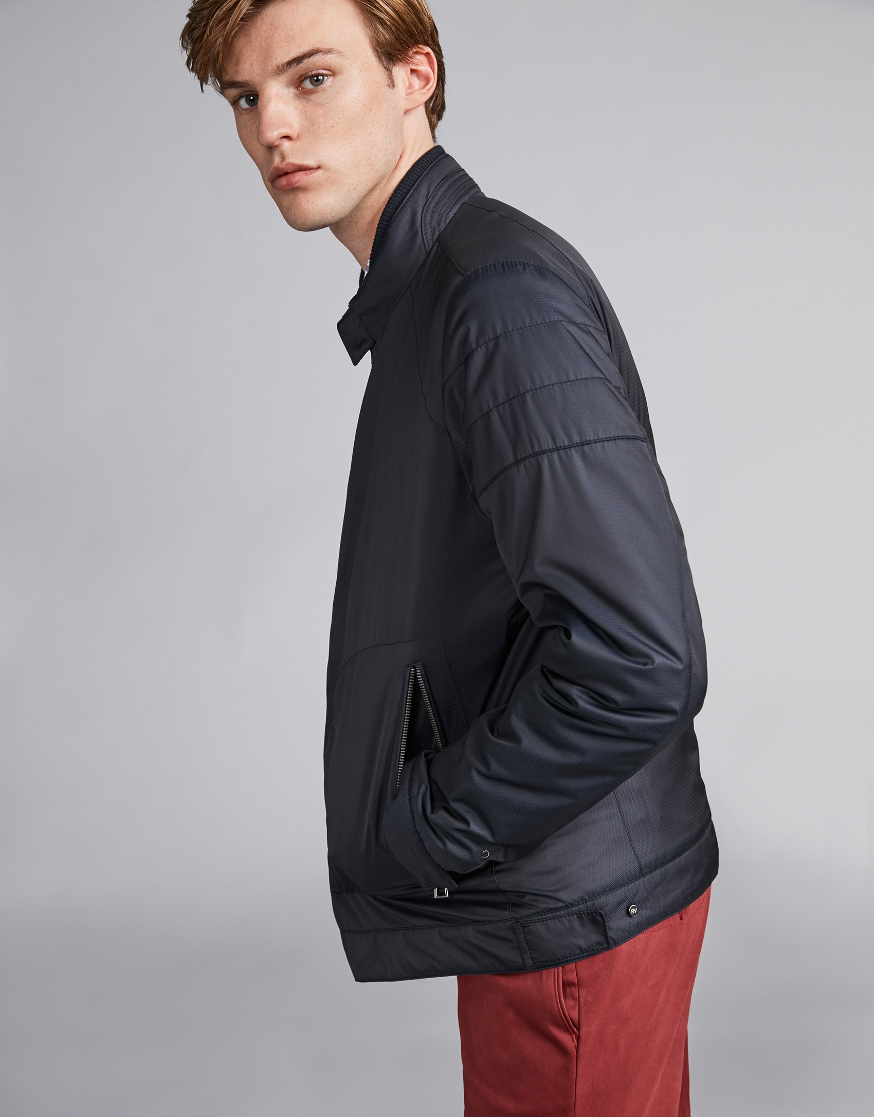 Navy blue tech windbreaker