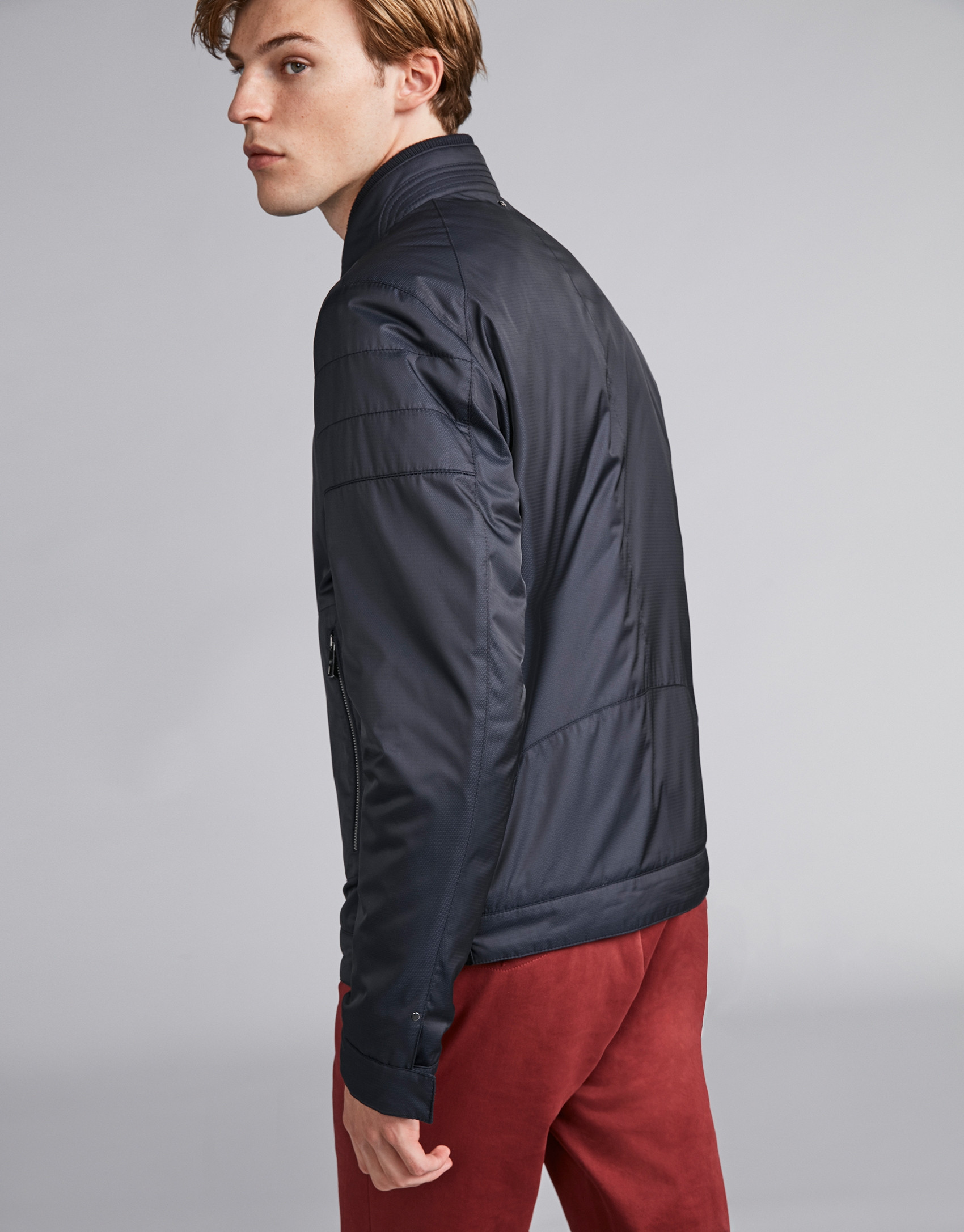 Navy blue tech windbreaker