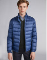 Blue tech ski jacket with details on zippers
