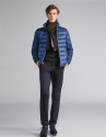Blue tech ski jacket with details on zippers